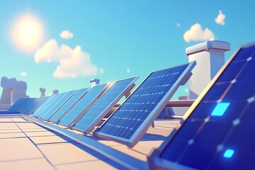 Obraz premium 3d icon of a solar panel attached to building