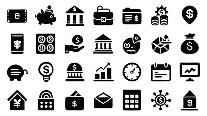 Finance & Banking related icon editable stroke outline  set of different types small icons isolated on white background flat vector illustration