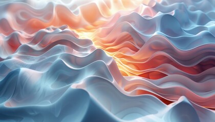 Obraz premium A wave of blue and white with a red line in the middle