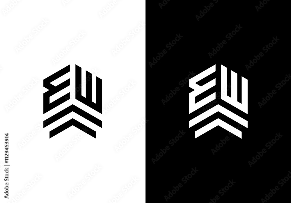 Fototapete ew monogram logo combination with arrow concepts