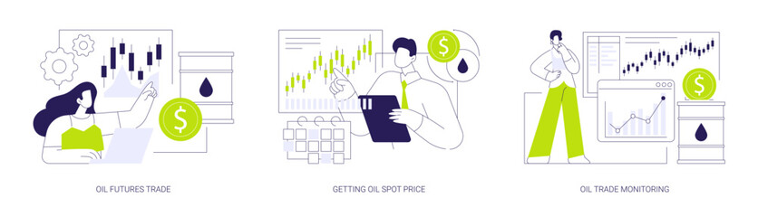 Petroleum stock market abstract concept vector illustrations.