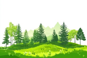 Fototapeta premium Mountainous landscape with trees