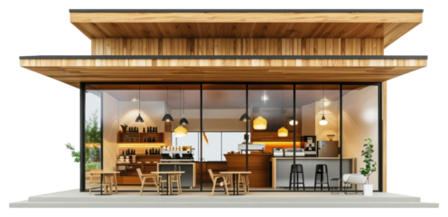PNG Modern coffee shop architecture building restaurant.