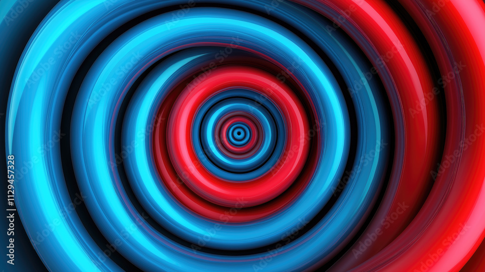 Wall mural red and blue spiral. circle orbit rotation. abstract background with space for text.