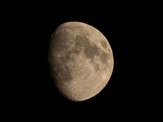 the moon in the black sky