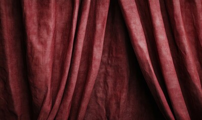 Fototapeta premium 赤いカーテンが風になびく様子と穏やかな室内の雰囲気
