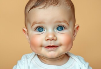 Fototapeta premium Photorealistic portrait of a cute baby