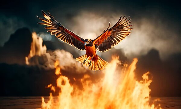 Phoenix bird flying in the sky.