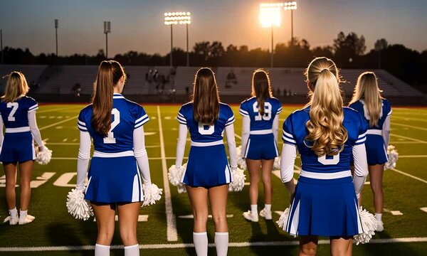 Cheerleading team at an American football game.