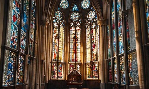 Stained glass in a church.