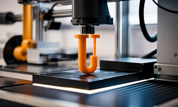 3d printer prints a letter U.