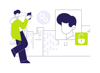 Facial recognition abstract concept vector illustration.