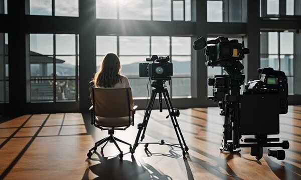 Female film director on the set.