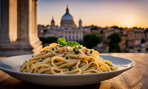 Carbonara pasta dish in Rome.