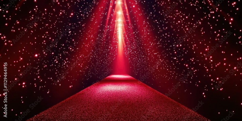 Poster red carpet with red lights shining on it