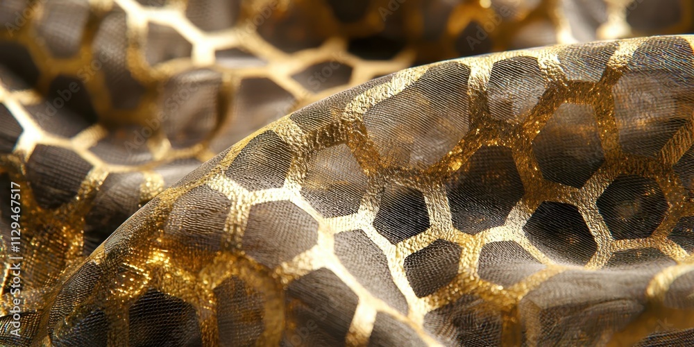 Poster gold and black fabric with a honeycomb pattern