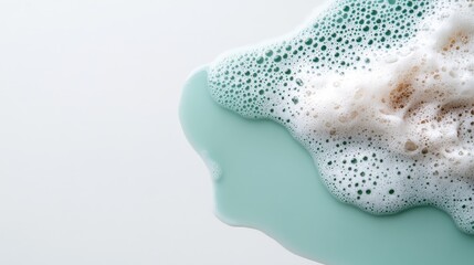 A horizontal line of blue water bubbles evokes the refreshing sensation of sea foam on a pristine white surface