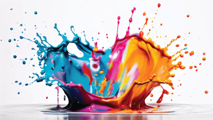 Naklejka premium Colorful paint splash isolated on white background. Abstract colorful splash. Colorful paint explosion, illustration. 