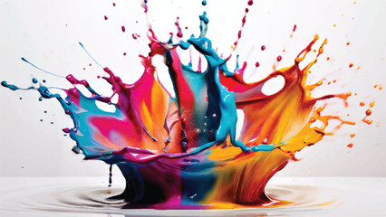 Obraz premium Colorful paint splash isolated on white background. Abstract colorful splash. Colorful paint explosion, illustration. 