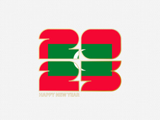 Abstract numbers 2025 with flag of Maldives.