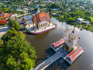 Aerial view of Wat Plai Laem in koh Samui island, Thailand