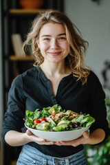 Woman with Salad Bowl