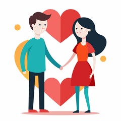 Couple with heart illustration