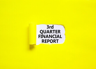 3rd quarter financial report symbol. Concept words 3rd quarter financial report on beautiful white paper. Beautiful yellow background. Business 3rd quarter financial report concept. Copy space.