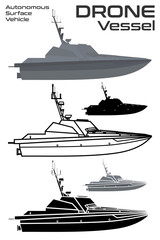 Autonomous surface vehicle ASV Robot Ship drone USA vector illustration
