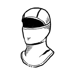 Balaclava Winter Face Mask, hand drawn line sketch vector illustration