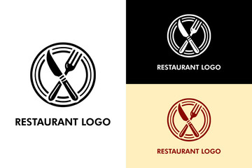 plate, circles, cross, fork, knife, fine dining, luxury, fine art, restaurant logo, kitchen, menu, food, cuisine, simple, vector arts, illustration