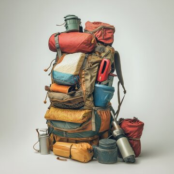 Overpacked backpack for adventure trip.