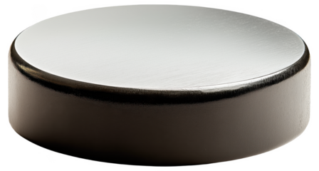 Close-up of a round neodymium magnet with a smooth surface