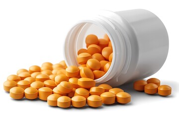 different drugs and health supplement pills poured from a medicine bottle health care and medical