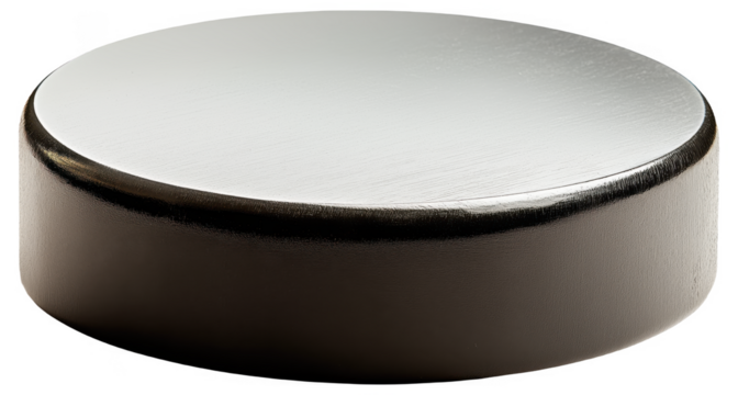 Close-up of a round neodymium magnet with a smooth surface