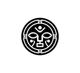 Fototapeta premium Vector illustration of the symbolic form of the Aztec cosmology in black and white 