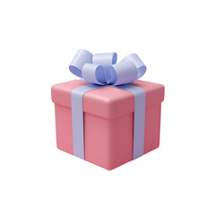 3d cartoon icon gift box isolated on pink background, 3d illustration. © Daniel