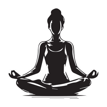 recommend clip art: Yoga pose silhouette on white background