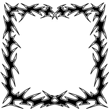 Sharp thorn tribal frame for decoration or social media post, Y2k photo frame border