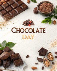 Happy chocolate day on white background for World Chocolate Day.