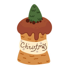 Sweet Christmas and New Year cupcake. Creative element for your design. Vector illustration.