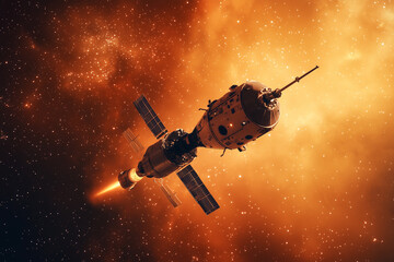 Mars Sample Return spacecraft traveling through the cosmos on its mission to collect samples from the Red Planet