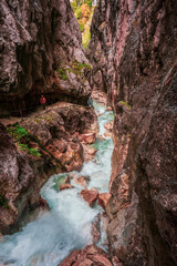 Höllentalklamm, a deep gorge in Alpen near Garmisch-Partenkirchen in Germany.
