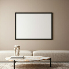 Frame mockup, Living room wall poster mockup. Interior mockup with house background. Modern interior design. 