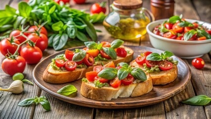 Tomato and Basil Crostini with Fresh Green Salad