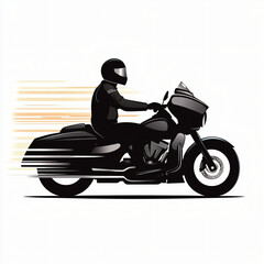 Fototapeta premium man on motorbike going fast icon or logo, white background