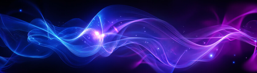 Abstract light waves in vibrant colors of blue and pink, creating a mesmerizing background.