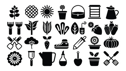 Gardening and Plants related icon editable stroke outline  set of different types small icons isolated on white background flat vector illustration