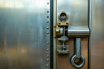 Secure metal vault door with complex lock mechanism and reinforced steel design