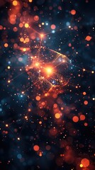 Obraz premium Abstract cosmic nebula with glowing particles and light streaks.